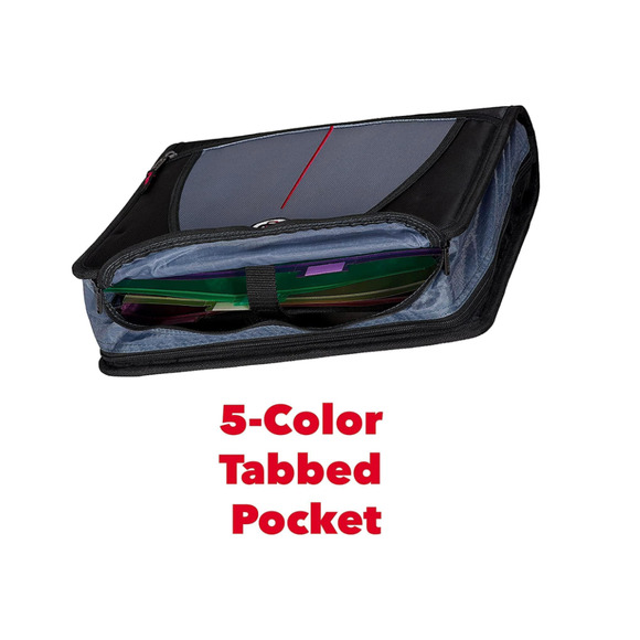 Case-It Mighty Zip Tab Zipper Binder, 3" O-Ring with 5-Color Tabs, Expanding Fil - Picture 4 of 9